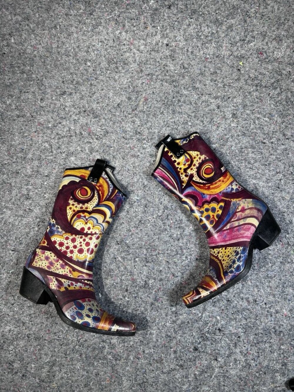 Nomad Footwear Yippy Multi-Color Western Print Rain Boots Ankle Booties Size 8